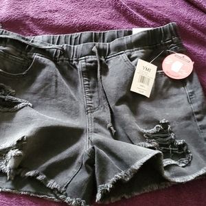 Black denim shorts